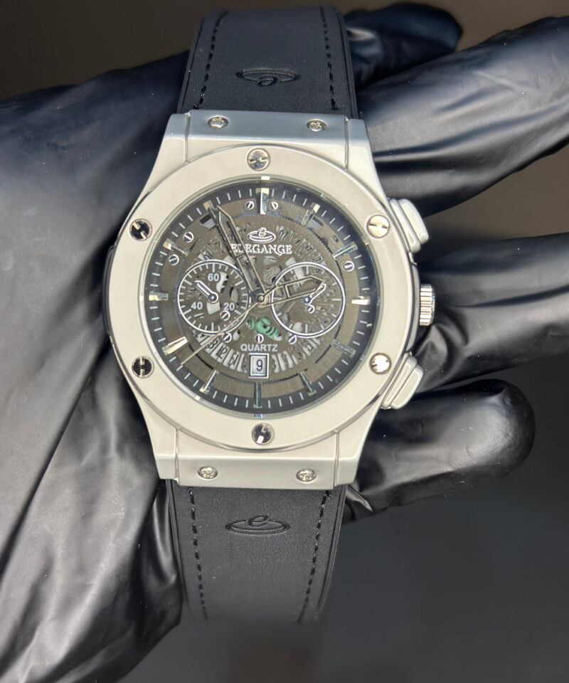 ELEGANCE BLACK SKELETON DIAL WITH DATE WATCH