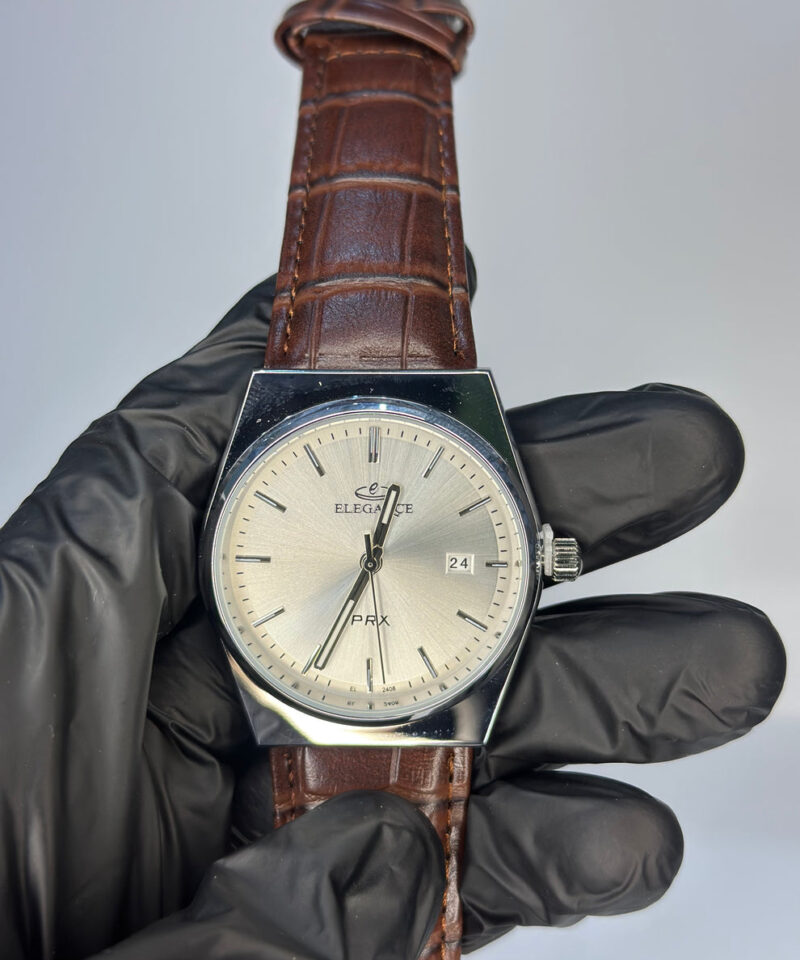 BROWN LEATHER STRAP ELEGANCE WATCH