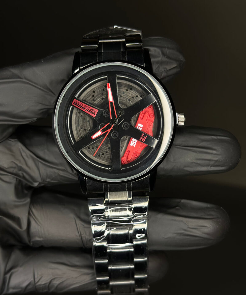 ROTATING WHEEL RIM WATCH (RED & WHITE)