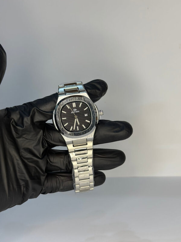 BESTWIN NAUTILUS BLACK DIAL DATE STEEL WATCH - Image 2
