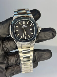 BESTWIN NAUTILUS BLACK DIAL DATE STEEL WATCH