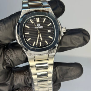 BESTWIN NAUTILUS BLACK DIAL DATE STEEL WATCH