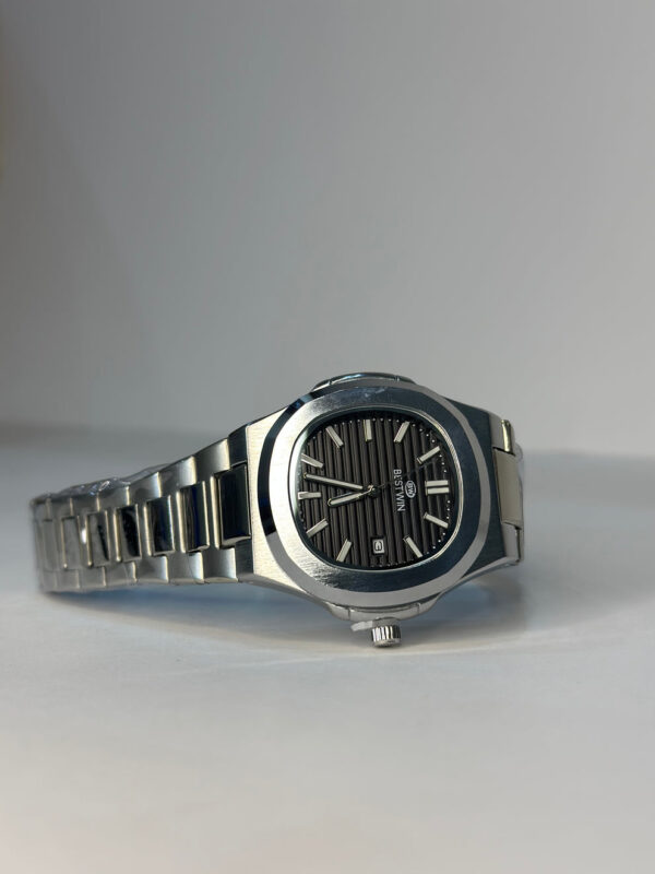 BESTWIN NAUTILUS BLACK DIAL DATE STEEL WATCH - Image 4