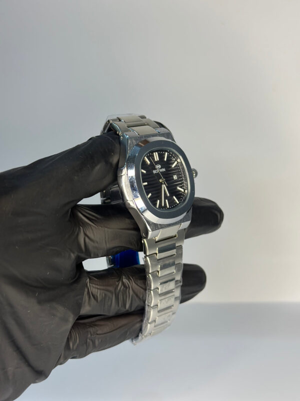 BESTWIN NAUTILUS BLACK DIAL DATE STEEL WATCH - Image 7