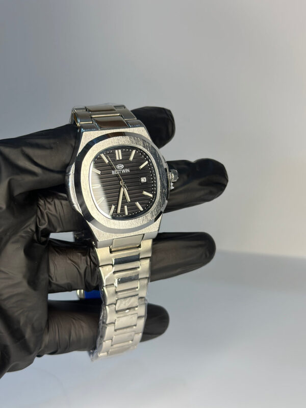 BESTWIN NAUTILUS BLACK DIAL DATE STEEL WATCH - Image 5