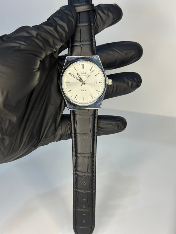 BLACK LEATHER STRAP ELEGANCE WATCH - Image 6