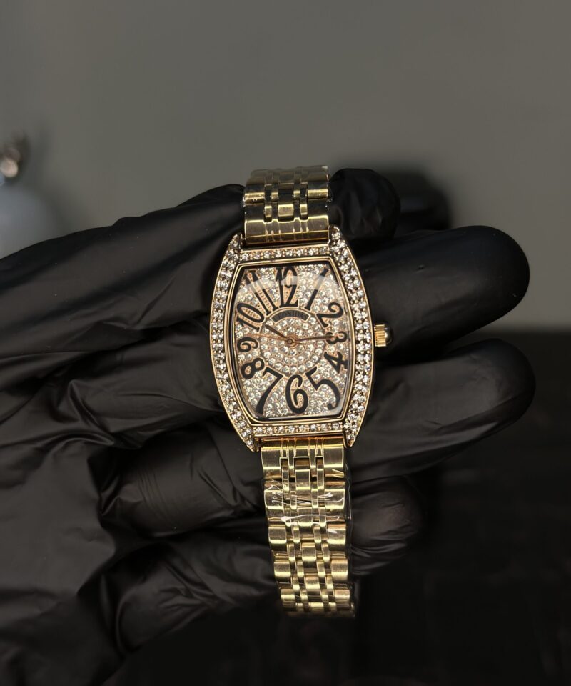 GOLD TONE DIAMAND MOUNTED LADIES LUXURY WATCH